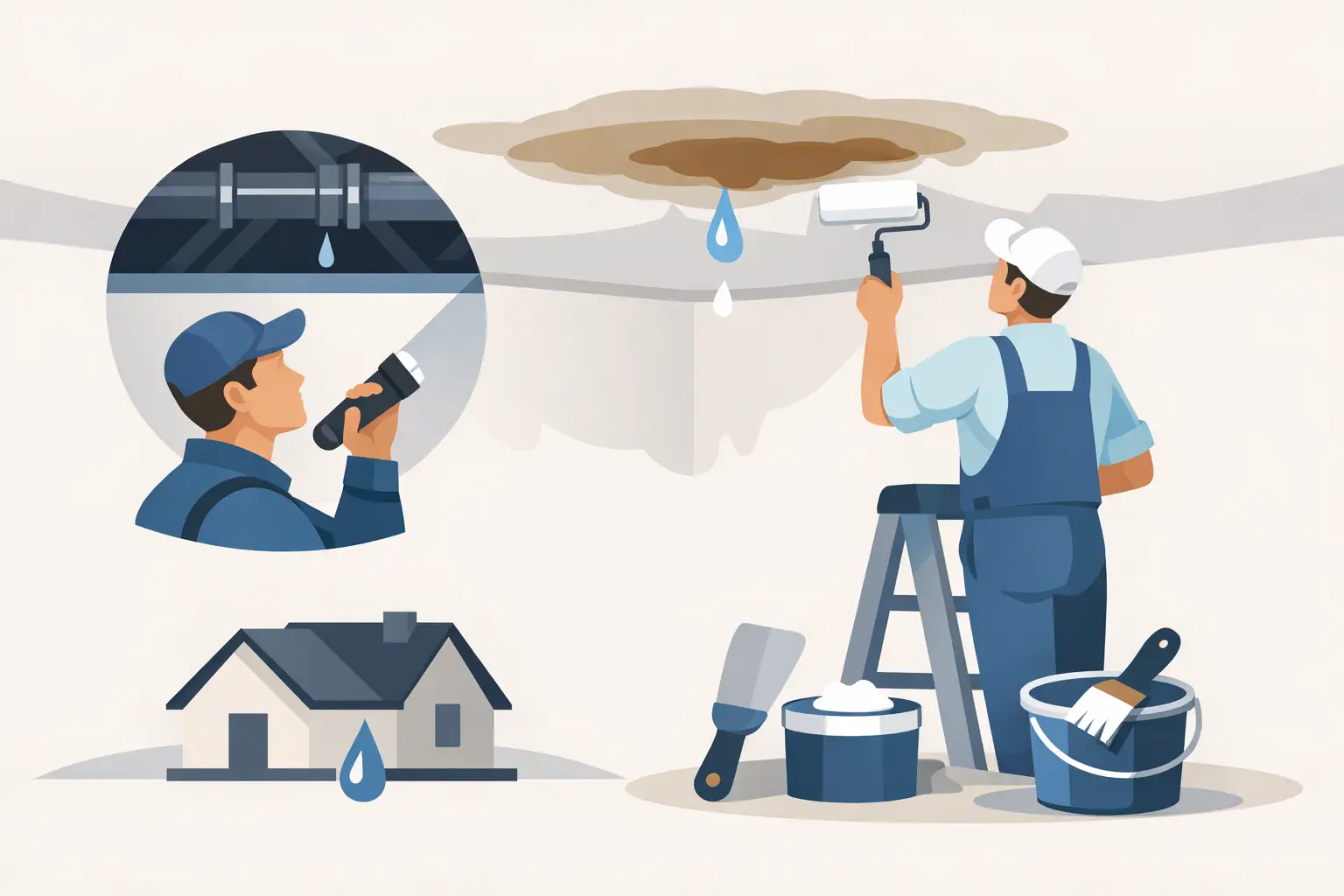 Ceiling Water Stain Repair Starts With the Leak